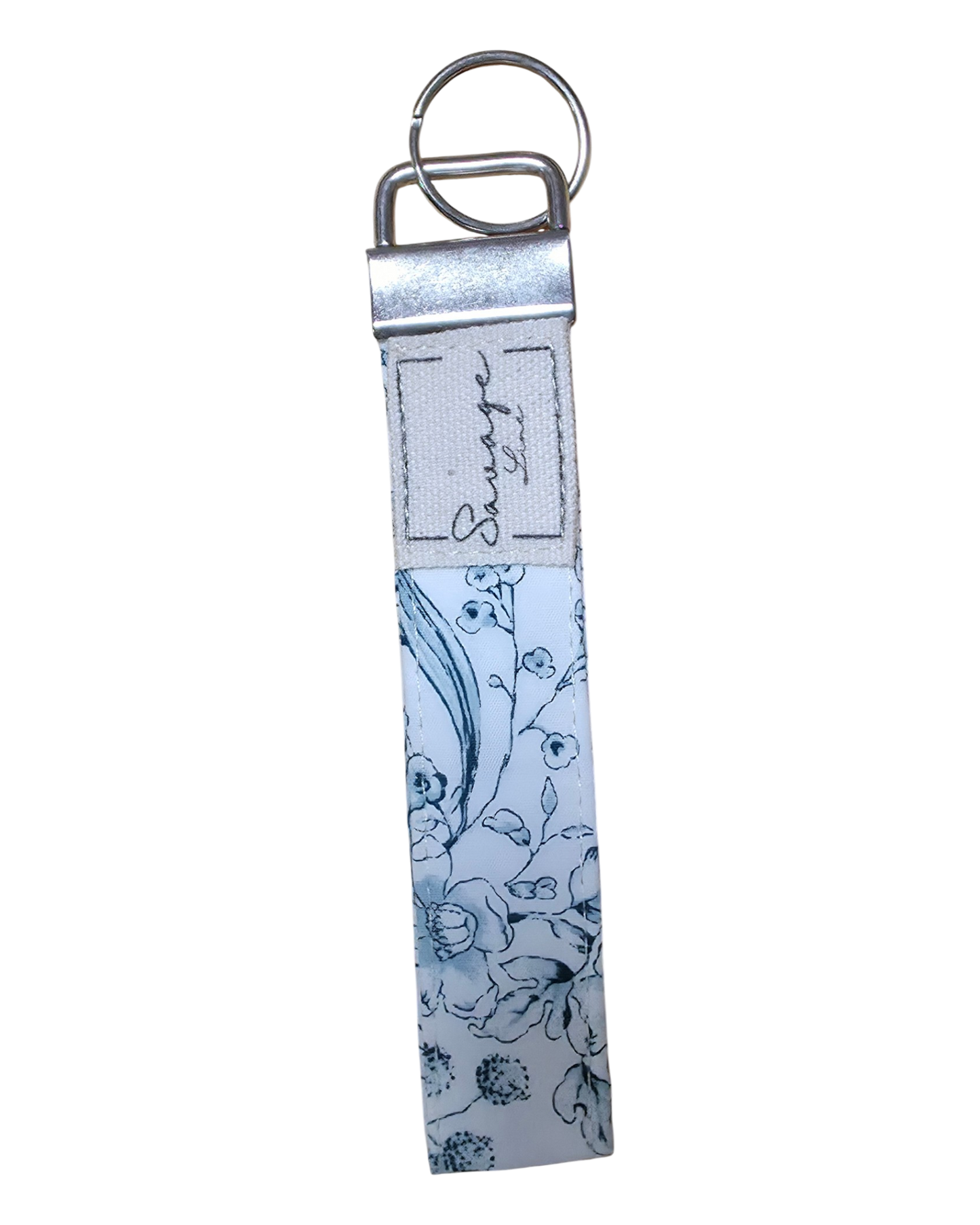 Llavero pulsera AZUL FLORAL