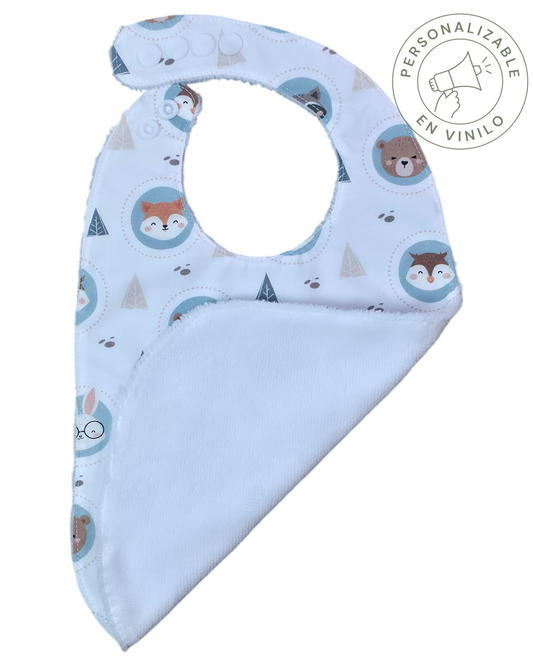 Babero evolutivo SAVAGE LINE de algodón y rizo de bambú con estampado de animales para bebés de 6 a 18 meses
