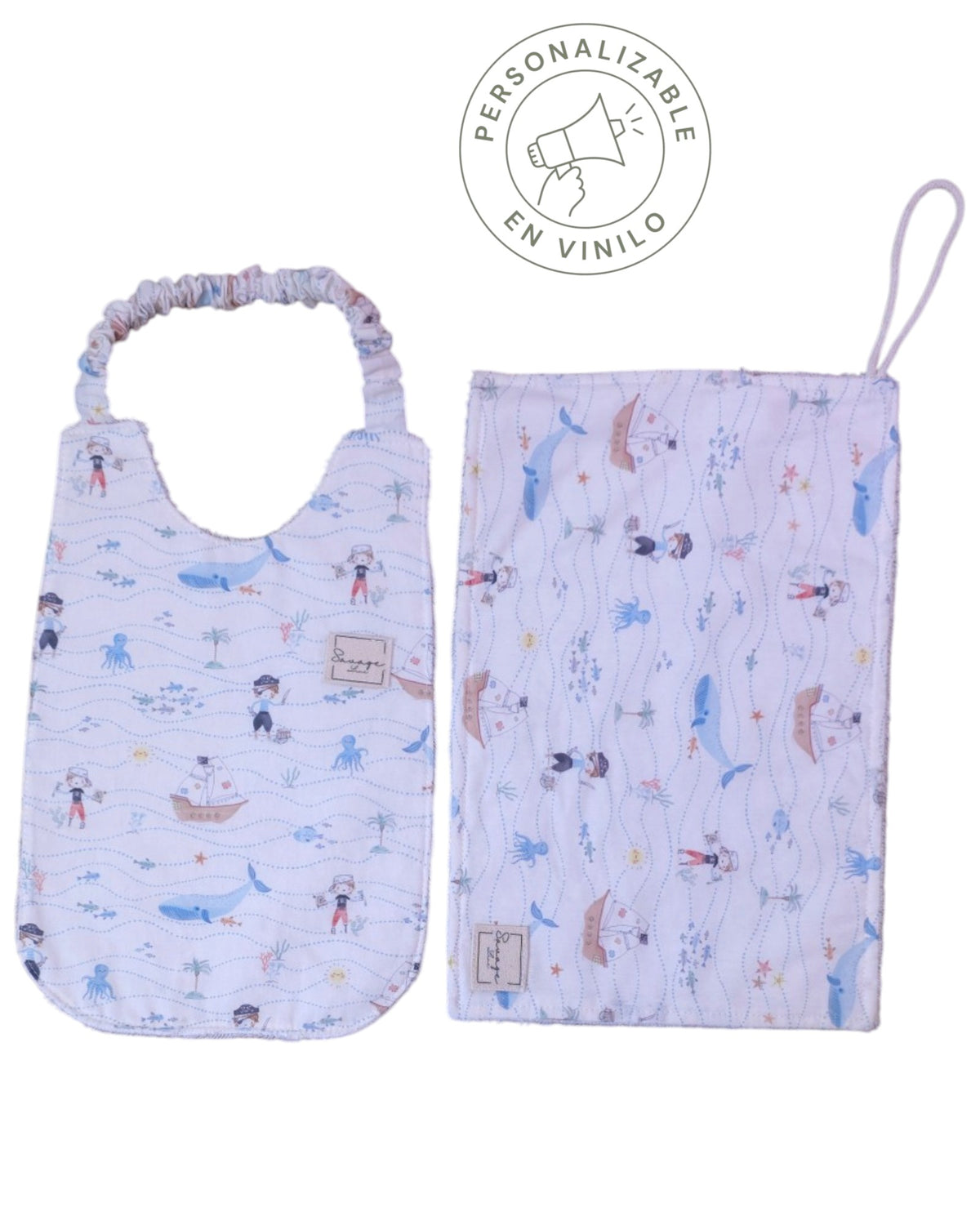 Pack babero y toalla escolar PIRATAS