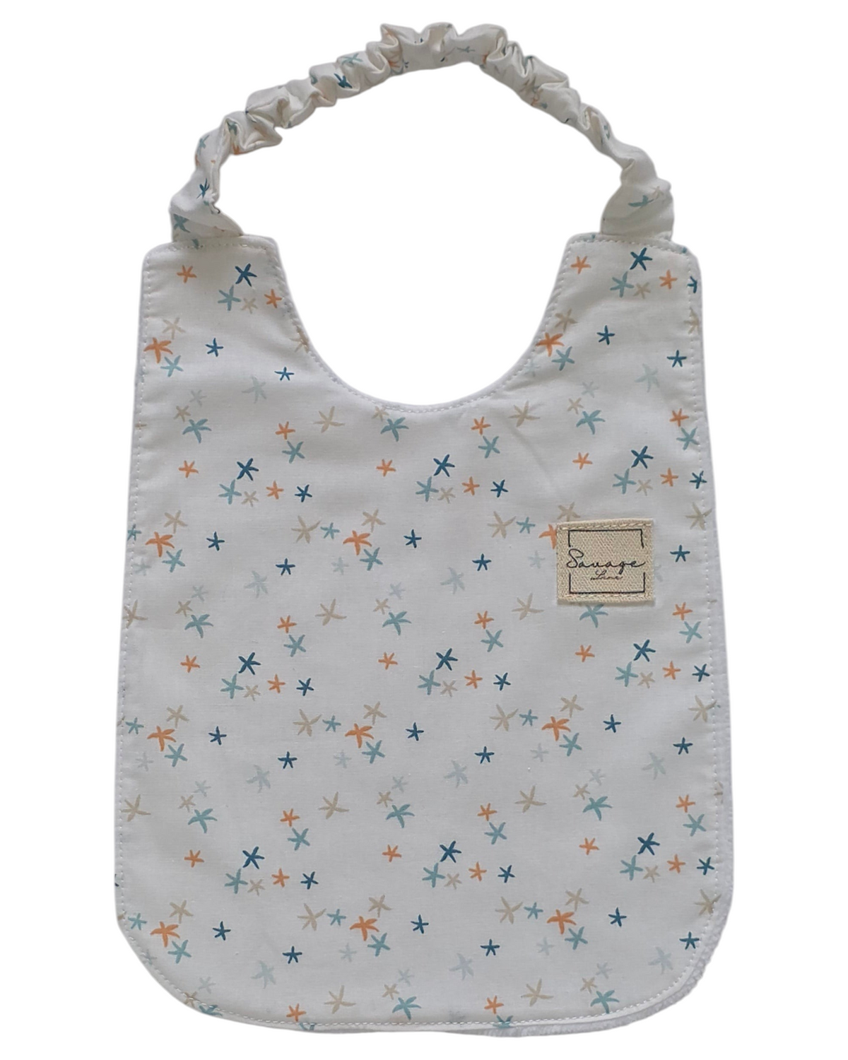 Babero Montessori SAVAGE LINE de algodón orgánico con estampado de estrellas de mar para bebés de 3 a 6 meses