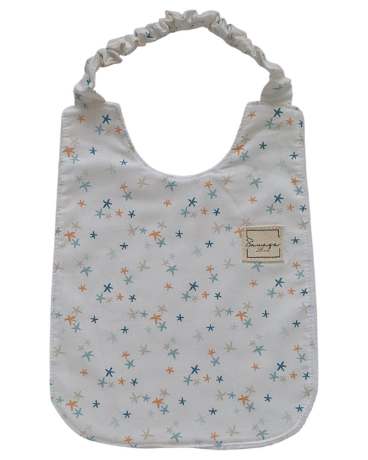 Babero Montessori SAVAGE LINE de algodón orgánico con estampado de estrellas de mar para bebés de 3 a 6 meses