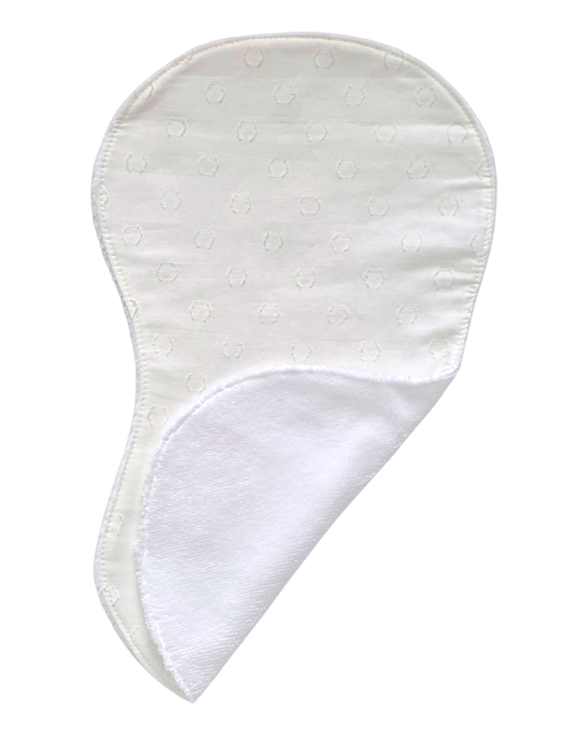 Toalla de lactancia SAVAGE LINE de batista bordada blanca con reverso de rizo de bambú suave y forma ergonómica