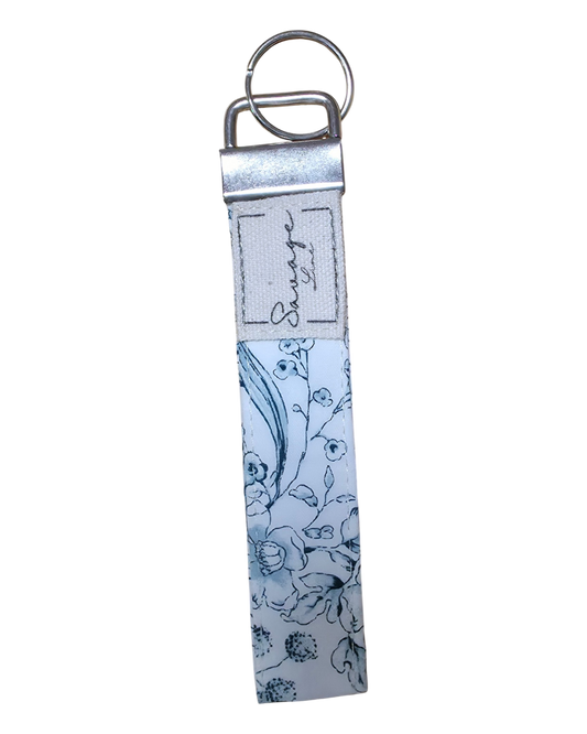 Schlüsselanhänger Armband BLAU BLUMEN