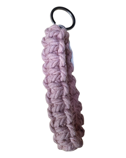 Llavero macramé ROSA EMPOLVADO