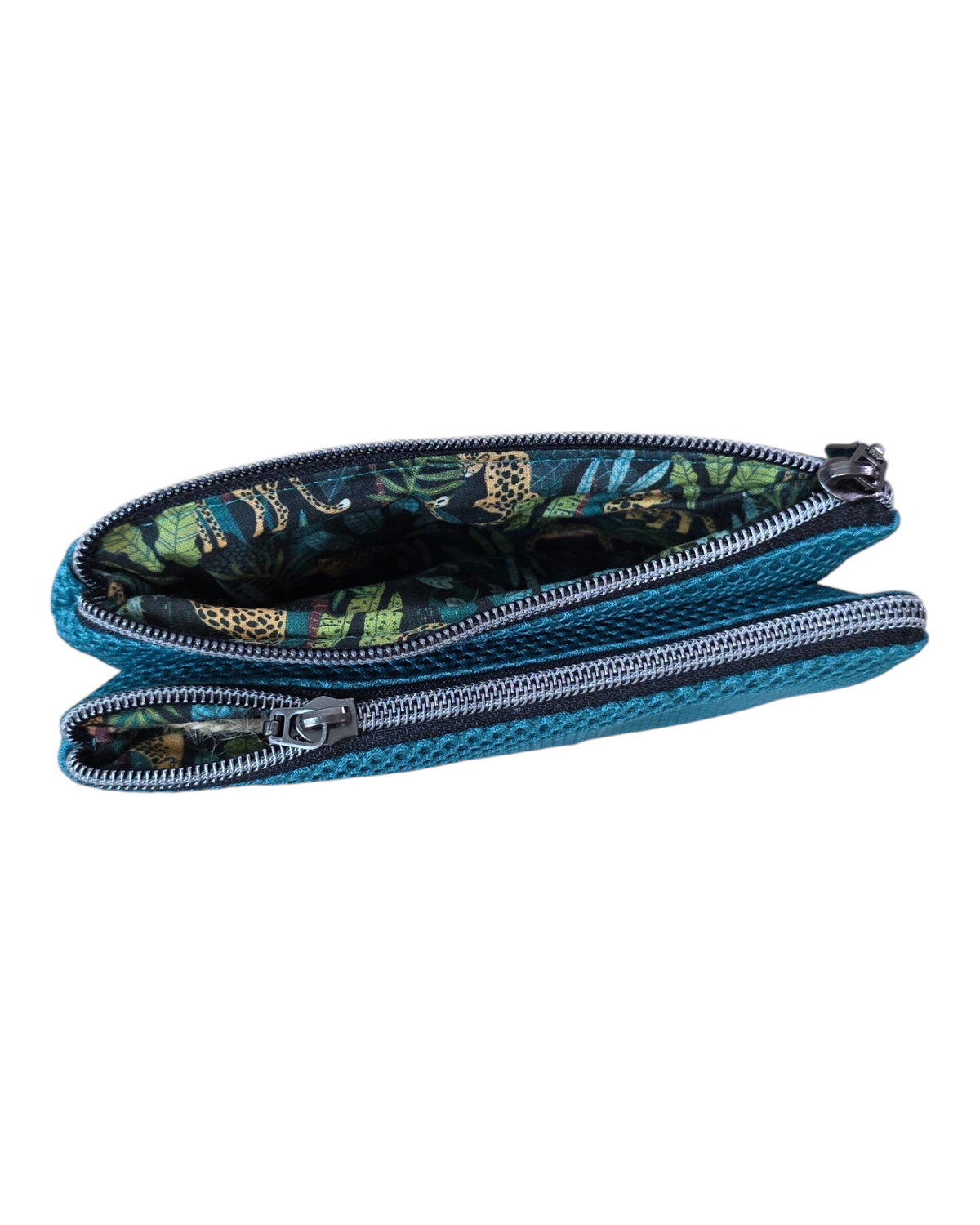 Monedero Daissy Doble de SAVAGE LINE en color petróleo con exterior 3D y forro interior de algodón estampado
