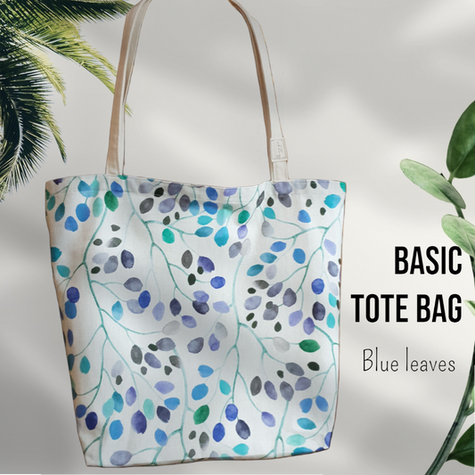 Basic Tote Bag - Blue leaves