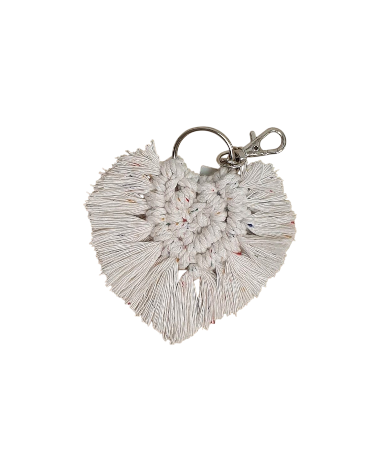 Llavero macramé CORAZÓN PLUMA