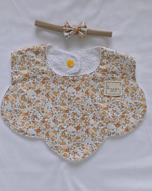 Babero Flor con diadema "NARANJA"