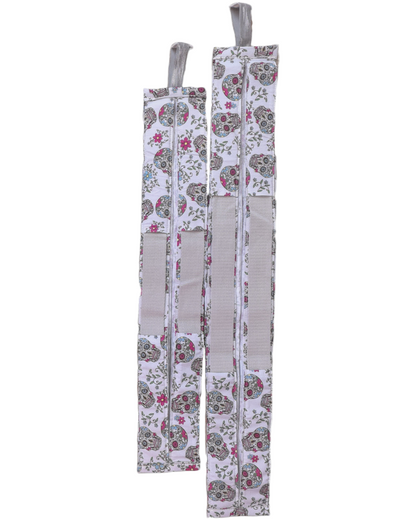 Bolsa plegable artesanal SAVAGE LINE con estampado de catrinas, hecha de popelín resistente y asas de algodón.