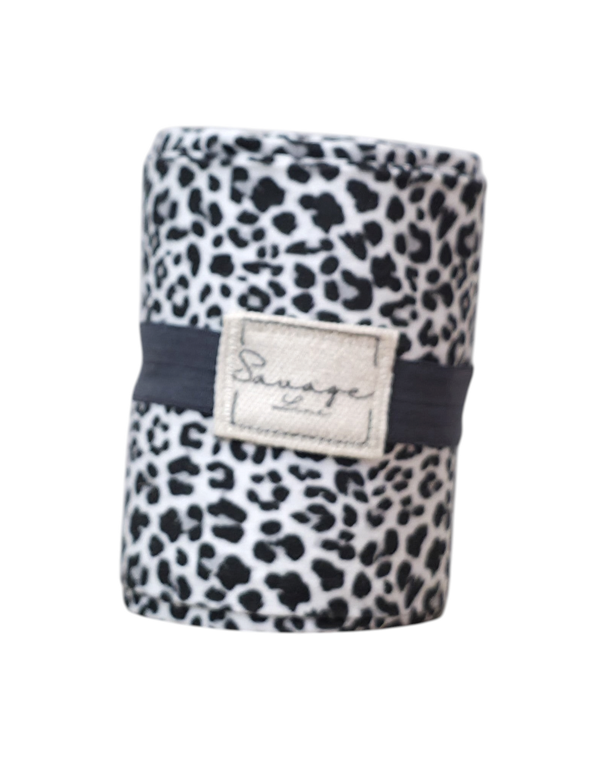 Bolsa plegable artesanal SAVAGE LINE estilo japonés con estampado de leopardo negro y blanco en talla S