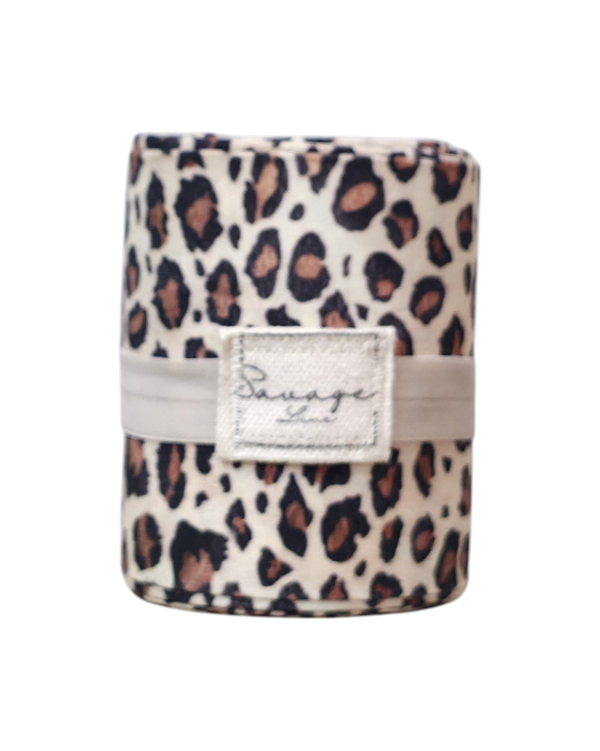 Bolsa plegable artesanal SAVAGE LINE estilo japonés con estampado de leopardo en popelín, plegada y compacta