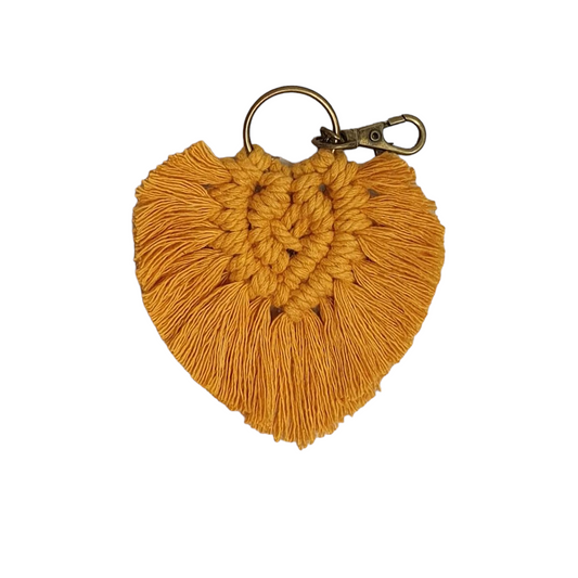 Macrame keyring - feather heart